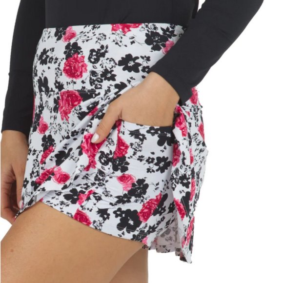 Ibkul Linited Edition 14in Swing Skort Xenia Red and Black Floral NWT - Picture 4 of 14